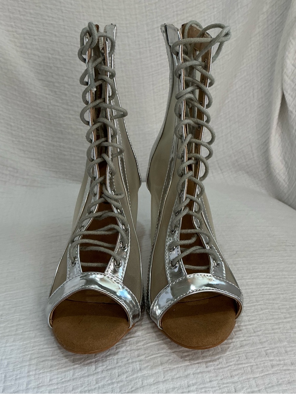 ๐ค Burju Sierra Silver Vegan Leather Mesh Street Sole 3โ Heeled Boots - 5.5 - Picture 6 of 11